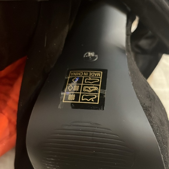 Nasty Gal Ankle Tie Platform Heels - Black, Faux Suede - Picture 6 of 6